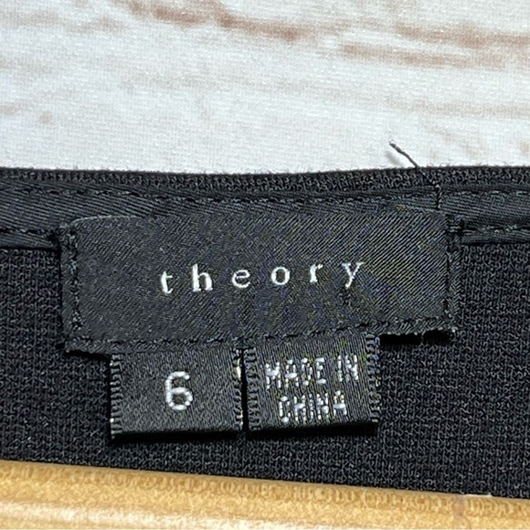 Theory Aylin Dress Womens 6 Black Ponte Knit Minimalist Long Zip Sleeve Stretch - Picture 4 of 9